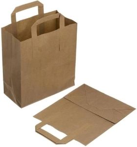 Large Brown Paper Carrier Bags With Flat Handles Eazi Pak (SOS Kraft) 1x225