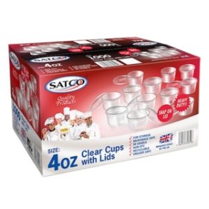 Satco 4oz Microwave Plastic Clear Cups With Lids-1x800