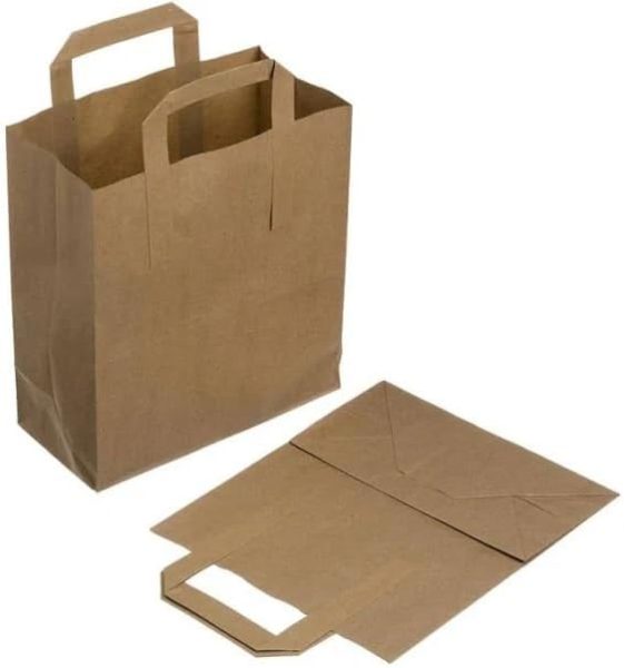 Medium Brown Paper Carrier Bags With Flat Handles Eazi-Pak (SOS Kraft) 1x225