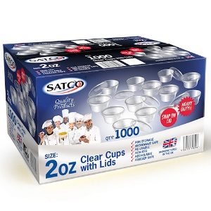Satco 2oz Microwave Plastic Clear Cups With Lids-1x800